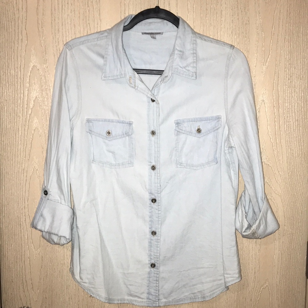 Light denim wash button up